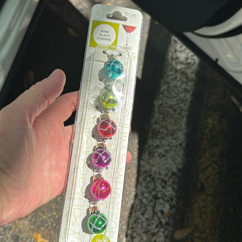 ⭐️ Wine glass charms as brightly colored bulbs